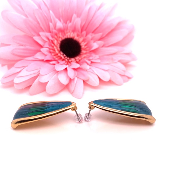 2/$10 Blue and Green Enamel Earrings - Picture 3 of 7